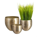 Glazed Metal Planter, Silver, Nested Set of 3