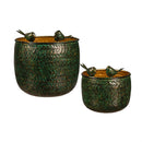 What She Shed Planters, Metal, Embossed with Perched Birds, Nested Set of 2