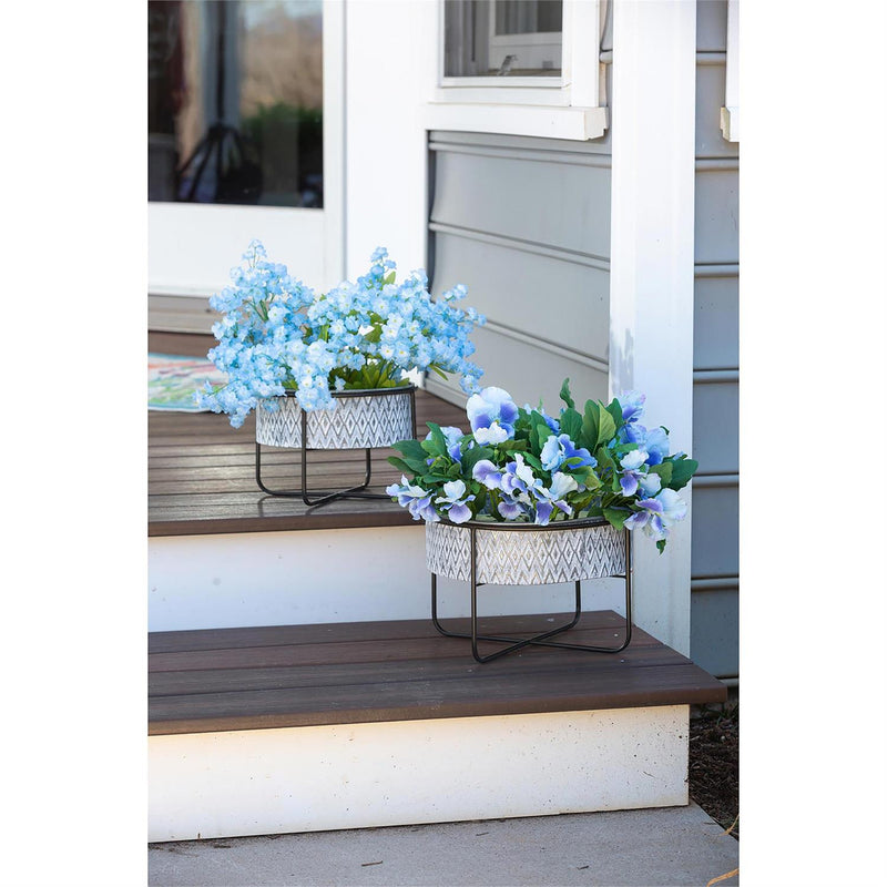 Embossed Metal Planters, Set of 2