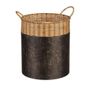 Black Iron Basket with Rattan Stitch Top, Nested Set of 2