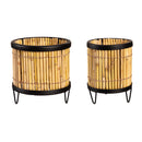Metal and Bamboo Nested Planter, Set