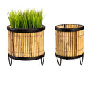 Metal and Bamboo Nested Planter, Set