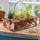 What She Shed Planters, Metal Stand with Terracotta Planters, Floral Decals