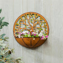 Round Metal Wall Planter with Icon, Tree of Life