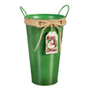 Traditional Santa Planter, Metal Planter, Christmas Bucket with Tag, 9" H, Asst of 3