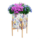 Golden Lilac Printed Metal Planter with Legs