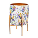 Golden Lilac Printed Metal Planter with Legs