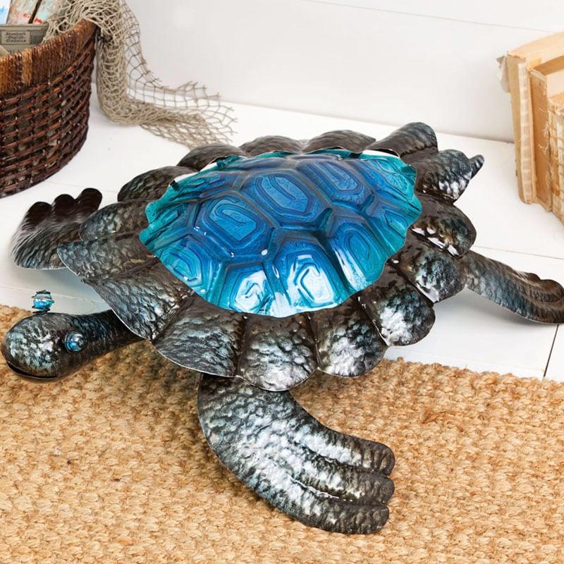 Metal and Glass Indoor/Outdoor Grande Turtle Sculpture
