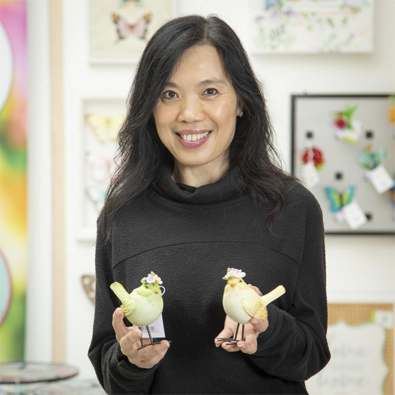 4.5" Resin Bird with Floral Bouquet Table Decor, Set of 3