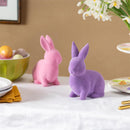 Flocked Bunny Ceramic Table Décor, Asst, 6.25"