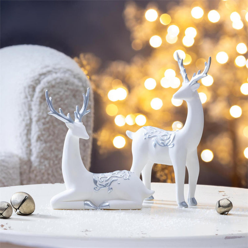 Season to Sparkle Table Décor Deer with Metallic Embellishment Ceramic Set