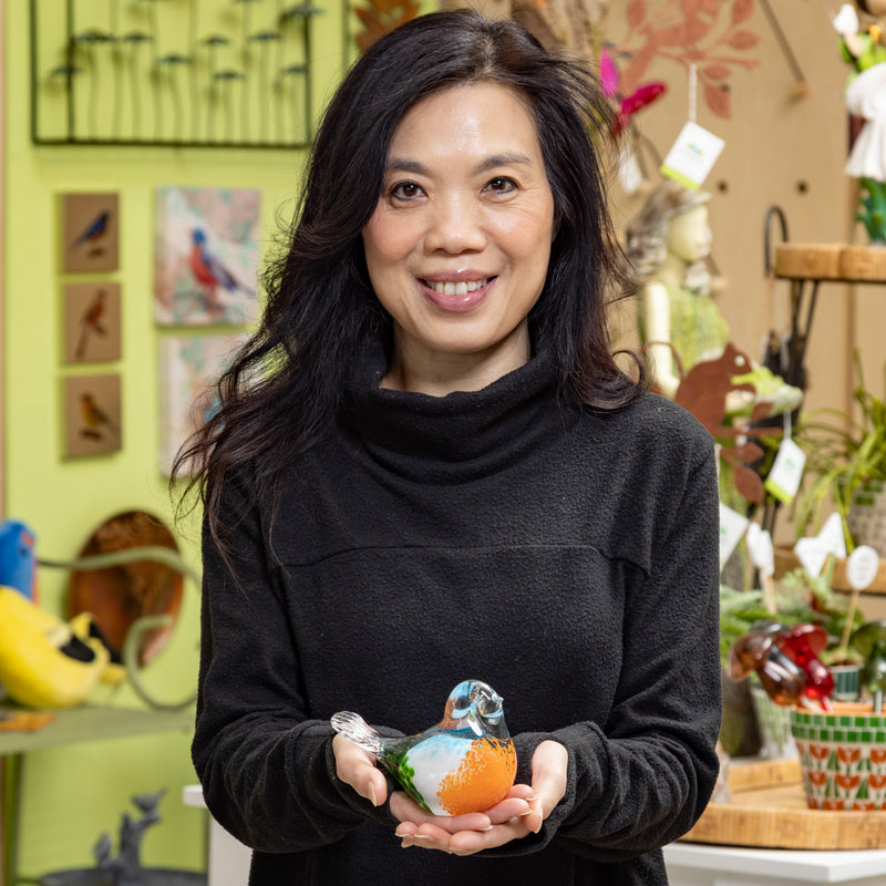 Pollinator Garden Decorative Bird Glass Table Decor