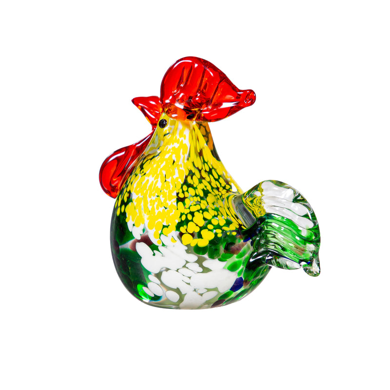 Rooster Glass Table Decor, Asst, 4"H