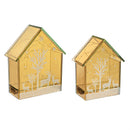 LED Glass House with Glitter Woodland Scene , Set of 2