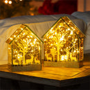 LED Glass House with Glitter Woodland Scene , Set of 2