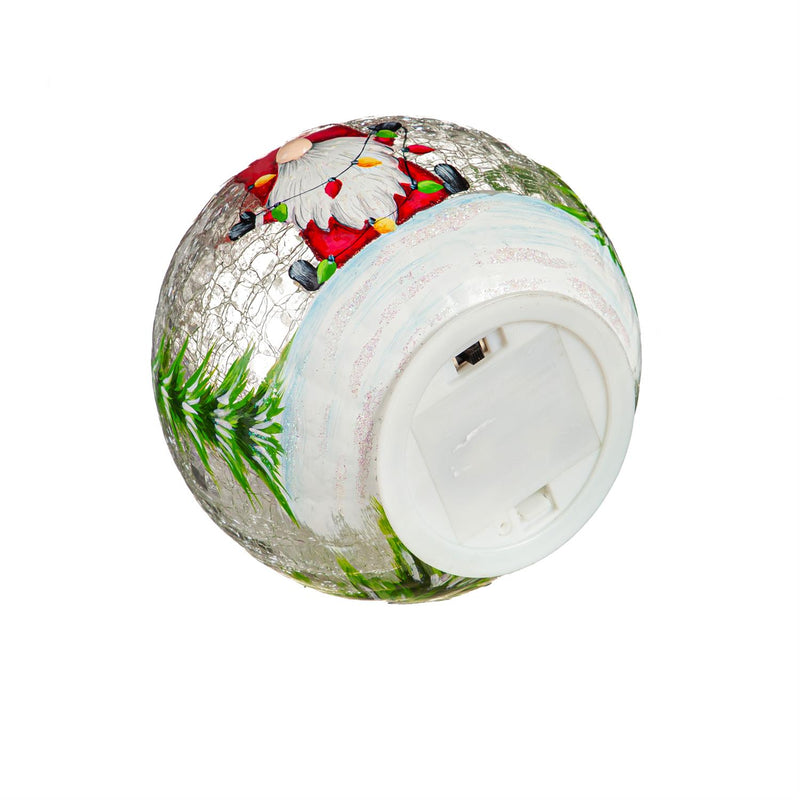 5" LED Hand Painted Crackled Glass Globe, Gnome