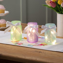 Bunny Blooms LED Table Decor Glass Mason Jar with Bunny Silhouette, 5.5", Asst of 3, CDU