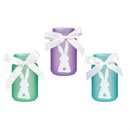 Bunny Blooms LED Table Decor Glass Mason Jar with Bunny Silhouette, 5.5", Asst of 3, CDU