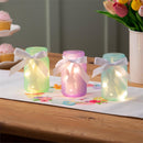 Bunny Blooms LED Table Decor Glass Mason Jar with Bunny Silhouette, 5.5", Asst of 3, CDU