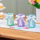 Bunny Blooms LED Table Decor Glass Mason Jar with Bunny Silhouette, 5.5", Asst of 3, CDU