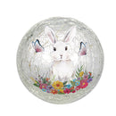 Hop Into Spring LED Table Decor Crackled Glass Hand Painted Globe White Bunny with Flowers, 4", CDU,