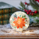 4" LED Crackle Glass Globe Table Decor in CDU, Poinsettia