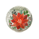 4" LED Crackle Glass Globe Table Decor in CDU, Poinsettia