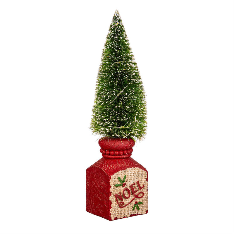 9.5" LED Bottlebrush Tree with Base Table Decor