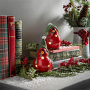 LED Ceramic Winter Cardinal with Star Cut-out Table Decor