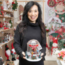 8.5" LED Christmas Greenhouse with Rotating Dancers and Music Table Decor,8tal162