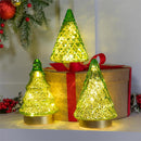 Shades of Emerald LED Table Decor Glass Tree, 6.5", Asst of 3, CDU