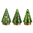 Shades of Emerald LED Table Decor Glass Tree, 6.5", Asst of 3, CDU