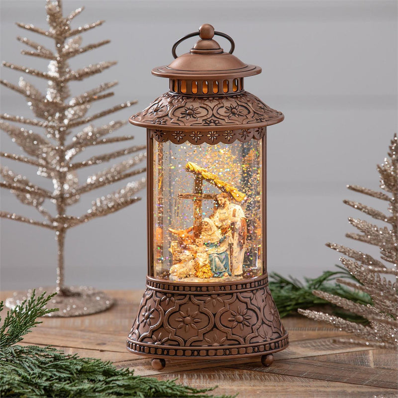 10.5" LED Water Lantern with Nativity Scene