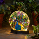 Peacock LED Glass Table Décor, 6.25"H
