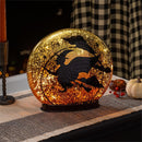 Witch on Broom LED Crackle Glass Table Décor, 9.75"H
