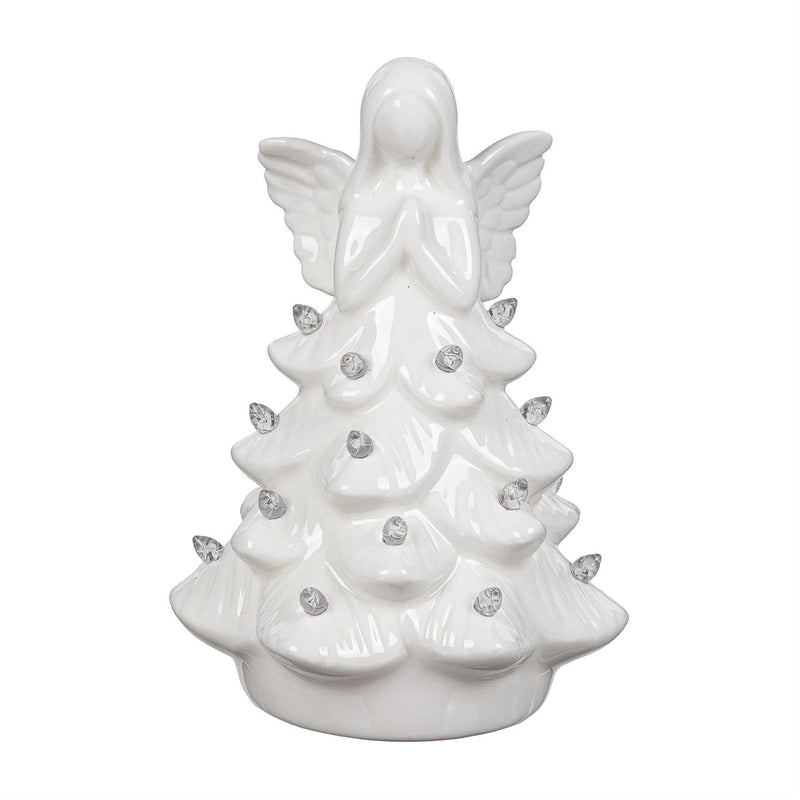Nativity LED Table Decor Ceramic Angel Tree, 7.25"H