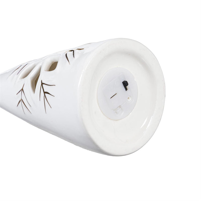 Season to Sparkle LED Table Decor Ceramic Christmas Tree with Snowflake Cut Out, Set of 2