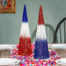Patriotic Glitter Conical Shaped Metal Table Decor, Asst, 19"H