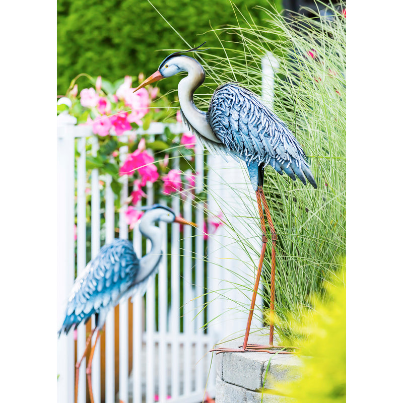 Evergreen Statuary,Metal Grey Heron,24.41x32.68x7.87 Inches