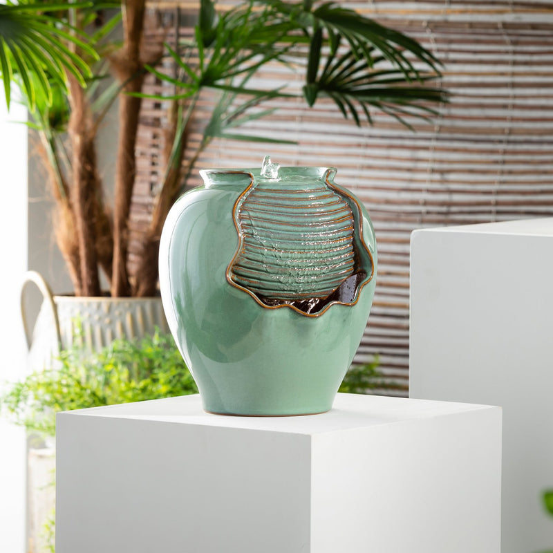 Green Cascading Waters Tabletop Fountain,8tam4896