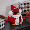 9.5" Fabric Cardinal with Ear Muffs and Scarf Table Décor