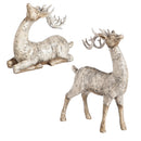 White Polystone Birch Bark Reindeer Decor, 2 ASST,8tar298