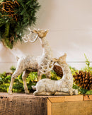 White Polystone Birch Bark Reindeer Decor, 2 ASST,8tar298