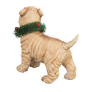 Polyresin Dog with Wreath Tabletop Decor, 5 Assorted,8tar390