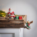 11" Resin Santa and Deer Shelf Sitter Table Décor
