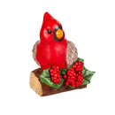 5" Resin Cardinal with Poinsettia Table Decor,8tar715