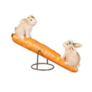 Hop Into Spring Table Decor Resin Bunnies on Carrot Seesaw, 8"L