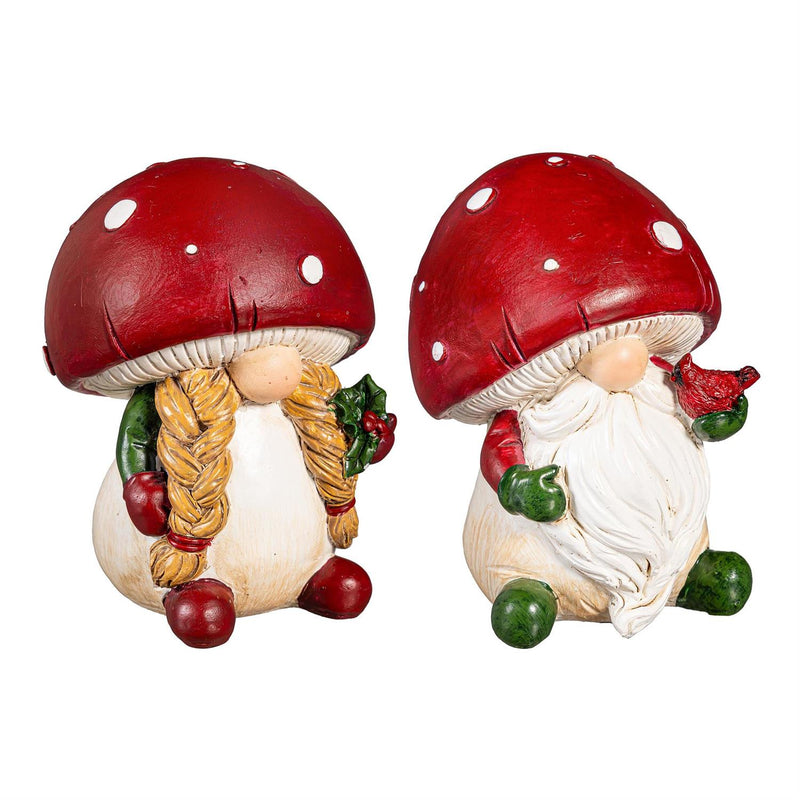 Woodland Storybook Table Décor Resin Mushroom Gnome, 4.5"H, Asst of 2