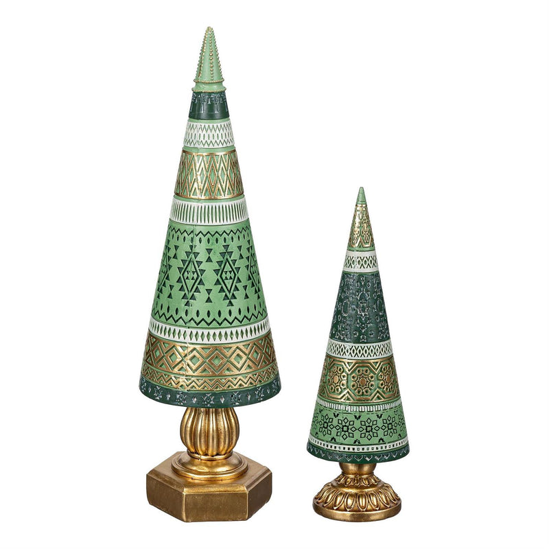 Shades of Green Table Décor Tree Decorative Resin Set