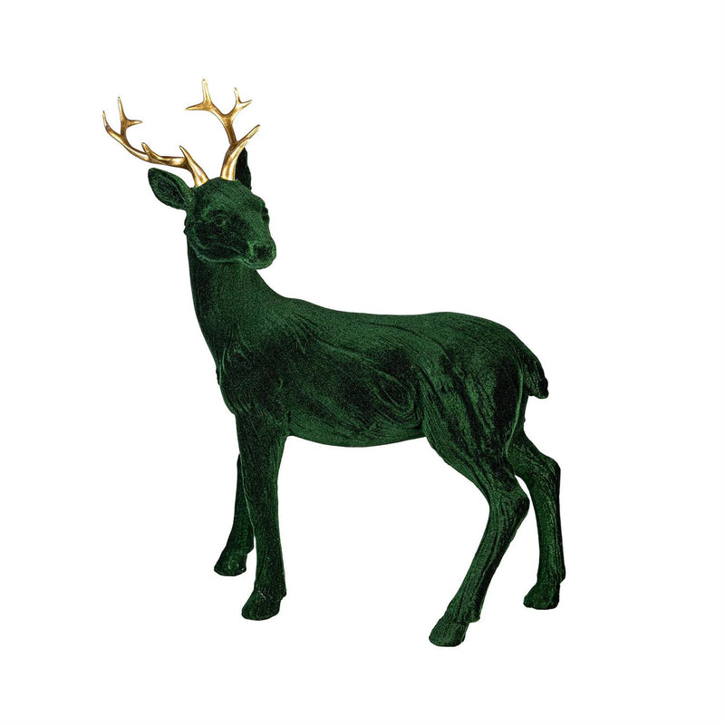 Shades of Green Table Décor Deer Flocked Resin, Asst, 11"H